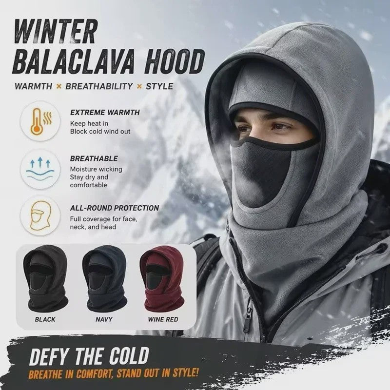 Multifunctionele Winter Balaclava met Capuchon: Fleece Nekwarmer & Winddicht Gezichtsmasker voor Buitenactiviteiten