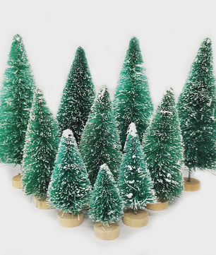Set van 5 of 8 Mini Kerstboompjes - Tafeldecoratie met Houten Voet
