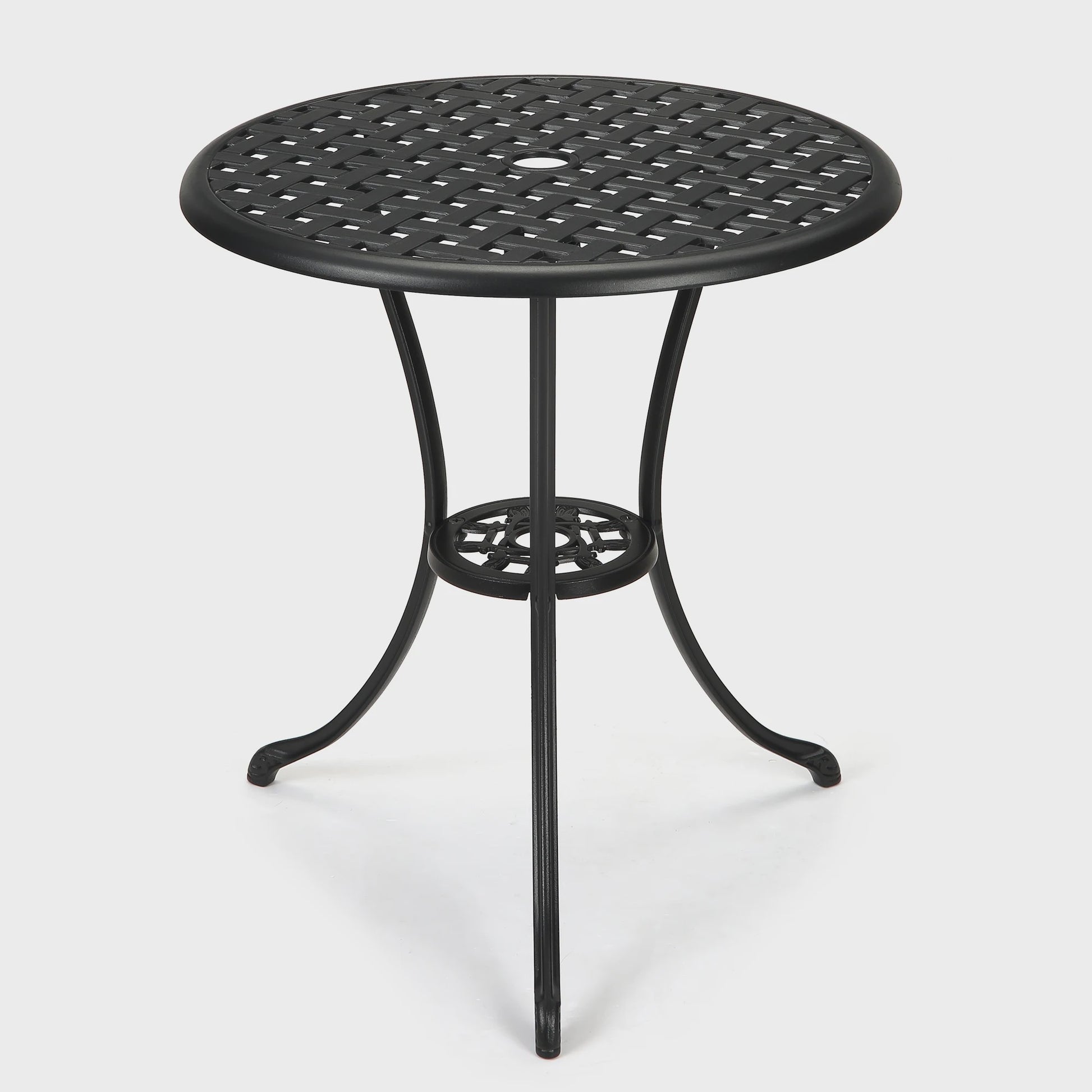 60cm Gietijzeren Bistro Tafel met Paragolhouder - Perfect voor Tuin, Terras & Balkon