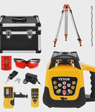 Professionele Roterende Laser Waterpas Set met Statief & Meetlat - Rode/Groene Straal, 300m Bereik, Hellingsfunctie