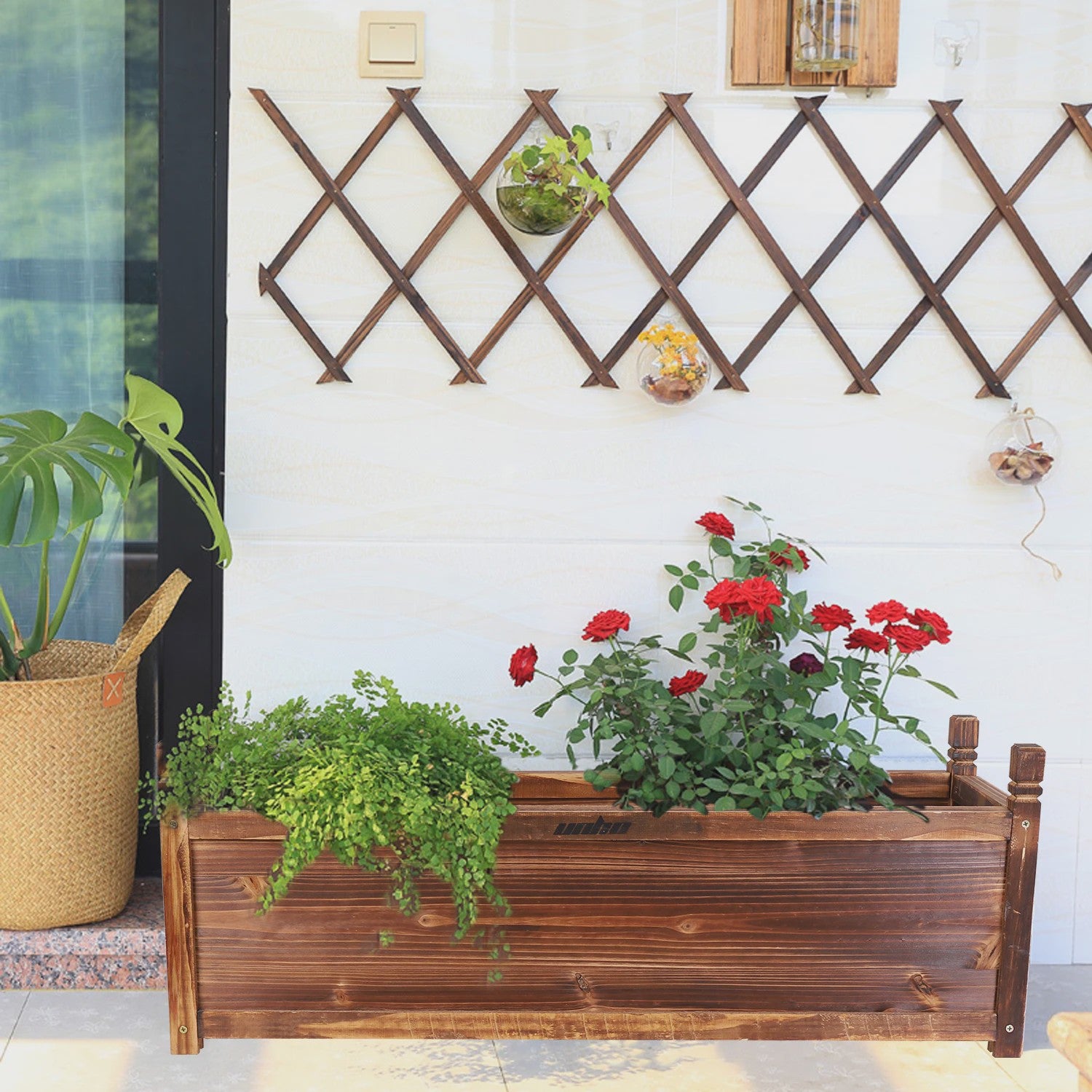 Stevige Houten Rechthoekige Bloembak Verhoogd Bed - 90cm