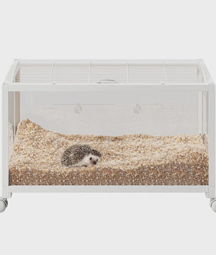 Stapelbare Metalen Knaagdierkooi met Wielen - Acryl Zijkanten, Dubbele Deuren & Grote Ventilatie