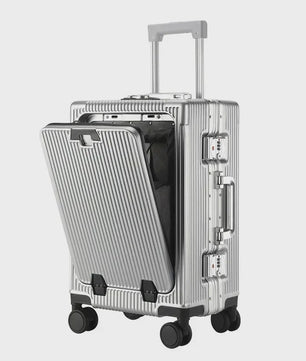 Luxe Rolkoffer met Vooropening, Aluminium Frame & USB-poort - Grote Capaciteit