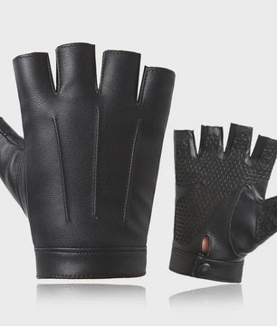 Vingerloze PU Lederen Handschoenen met Anti-slip Laag - Ideaal voor Fietsen, Motorrijden & Outdoor Sport