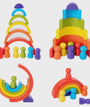 Houten Regenboog Stapel- en Balansspeelgoed - Montessori Educatief Speelgoed voor Kinderen