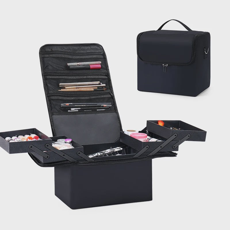 Professionele Make-up Koffer met 4 Lagen en Verstelbare Organizer - Reis- en Opbergtas