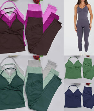Dames Sportset: Backless Tanktop & Scrunch Seamless Legging