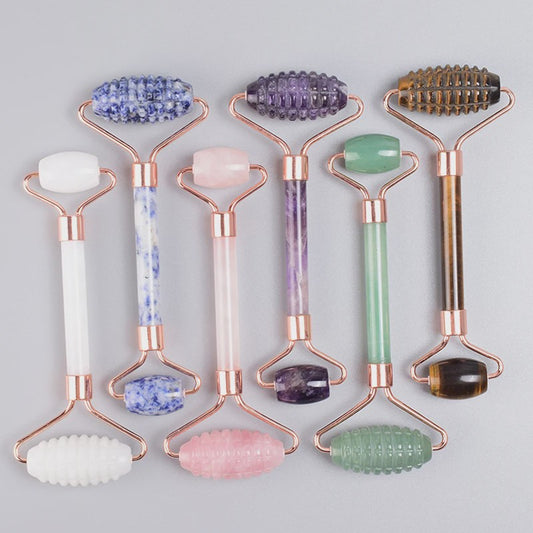 Luxe Jade Gezichtsmassage Roller & Gua Sha Set - Rose Gold