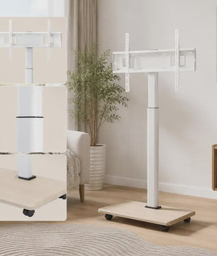 Verrijdbare TV Standaard met Draaibare Mount, In Hoogte Verstelbaar & Plank