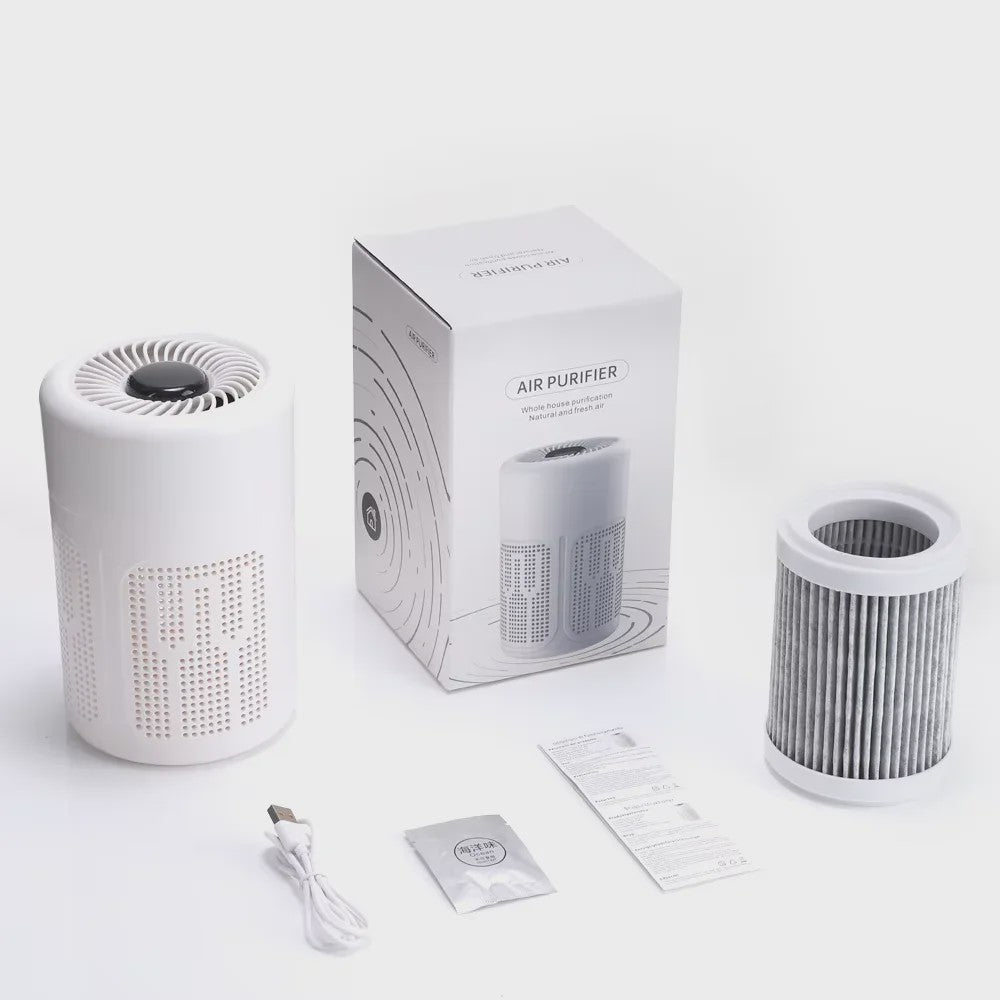 Draagbare Luchtzuiveraar met HEPA Filter, Ionisator & USB - Verwijder Rook, Geurtjes & Allergenen