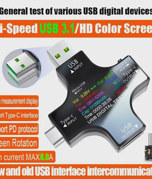 USB Tester Type-C PD Digitale Voltmeter Amperemeter - Meet Capaciteit & Stroom