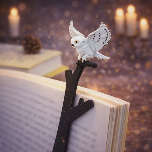3D Sneeuwuil Boekenlegger met Tak - Uniek Leessieraad voor Boekenliefhebbers