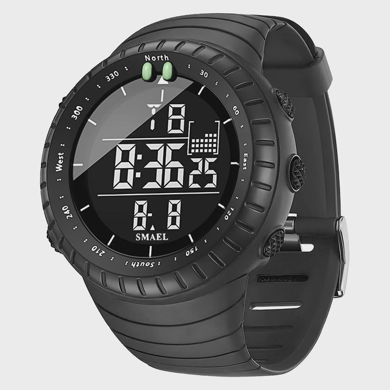 SMAEL Heren Sport Horloge - Waterdicht 50M, Digitaal LED met Alarm & Grote Wijzerplaat