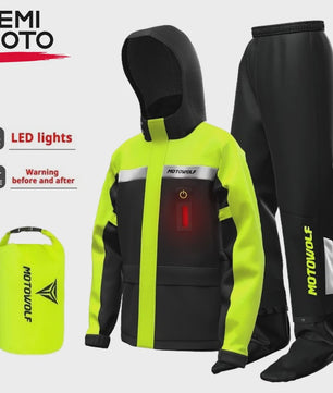 Motor Regenpak met LED Waarschuwing & Reflectie - Waterdicht & Ademend