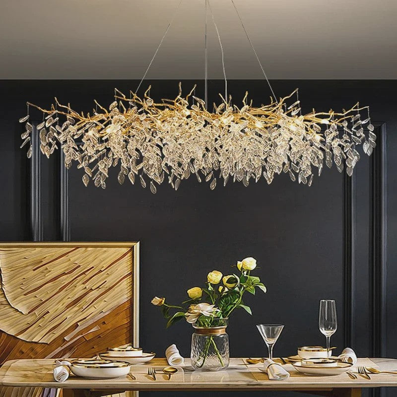 Luxe Gouden Kristallen LED Kroonluchter - Plafondlamp & Hanglamp voor Woonkamer, Eetkamer, Slaapkamer