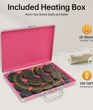 Hot Stone Massage Set met Verwarmer - 20 Stenen voor Ontspanning en Pijnverlichting