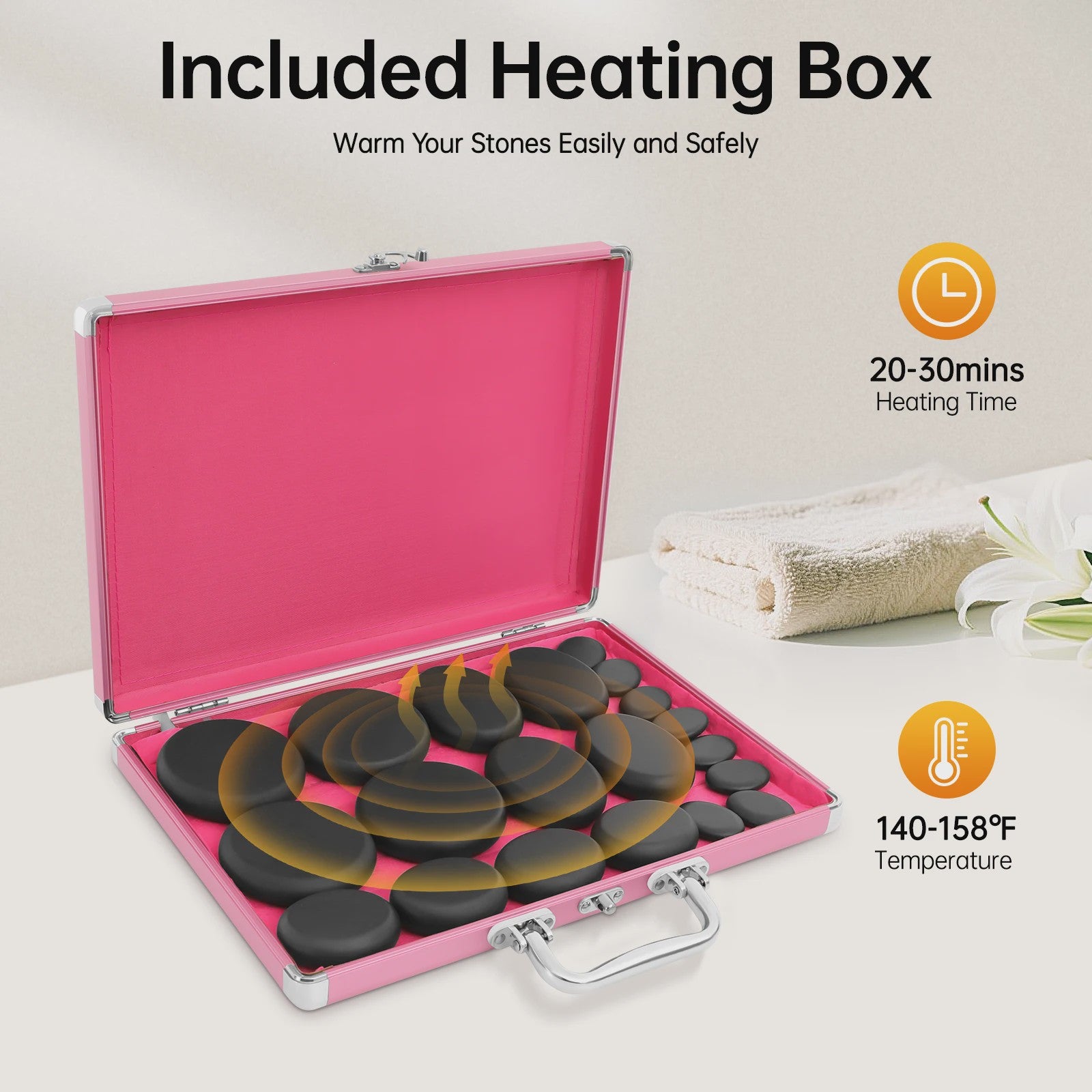 Hot Stone Massage Set met Verwarmer - 20 Stenen voor Ontspanning en Pijnverlichting