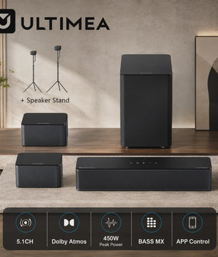 ULTIMEA 5.1 Dolby Atmos Soundbar met Draadloze Subwoofer & Achterluidsprekers - 450W Home Theater Systeem