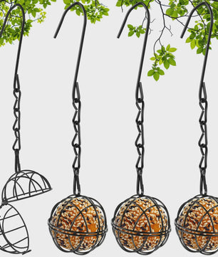 Set van 4 Metalen Vogelvoer Bollen Houders met Ketting - Eekhoornbestendig