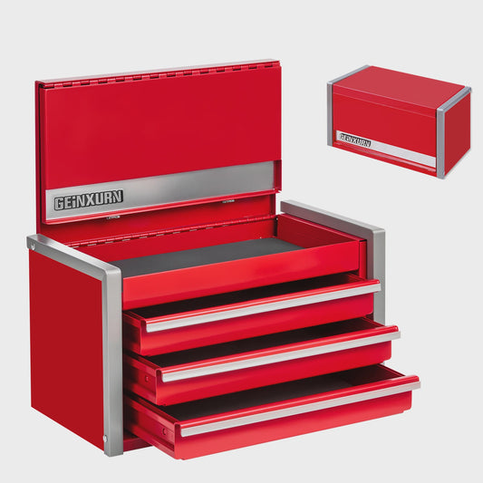 Geinxurn Mini Gereedschapskist - Compacte 3/5 Lades, Stapelbaar Staal, Rood