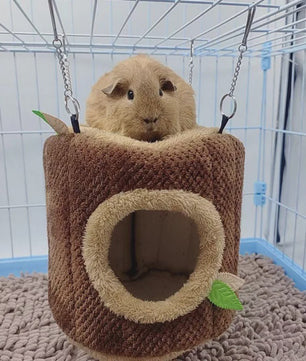 Zacht Hamster & Cavia Huisje Hangmat in Boomstam Design - Knus Knaagdier Nest