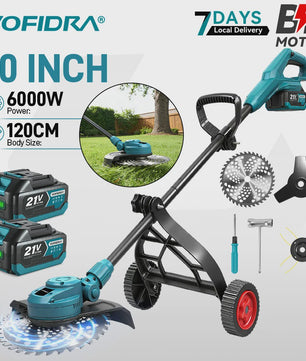 YOFIDRA 10-Inch Elektrische Grasmaaier - Krachtige 6000W Borstelloze Motor & Opvouwbaar Ontwerp