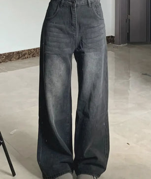 High Waist Jeans Dames - Wijde Pijpen & Shaping Effect - Plus Size Denim Broek