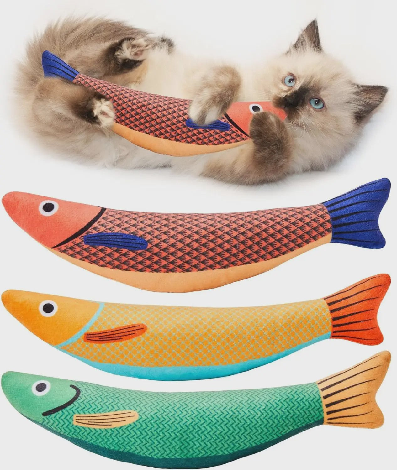 Interactief Vis Speeltje voor Katten met Kattenkruid en Ritselgeluid - Zacht & Duurzaam