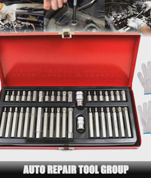40-delige Torx Hex Spline Bit Socket Set met Werkhandschoenen en Opbergkoffer