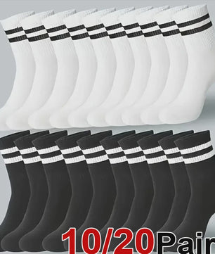 10/20 Paar Gestreept Casual Sokken Heren Dames - Ademend, Geurbestendig & Zweetabsorberend