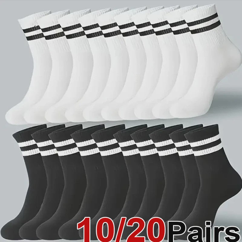 10/20 Paar Gestreept Casual Sokken Heren Dames - Ademend, Geurbestendig & Zweetabsorberend