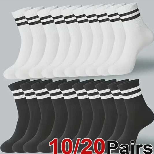 10/20 Paar Gestreept Casual Sokken Heren Dames - Ademend, Geurbestendig & Zweetabsorberend