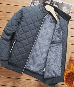 Heren Bomberjack met Diamantpatroon en Fleece Voering - Stijlvolle Winterjas