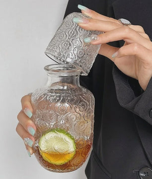 Vintage Glazen Theepot & Nachtkan Set - Stijlvol voor Water, Sap & Koffie