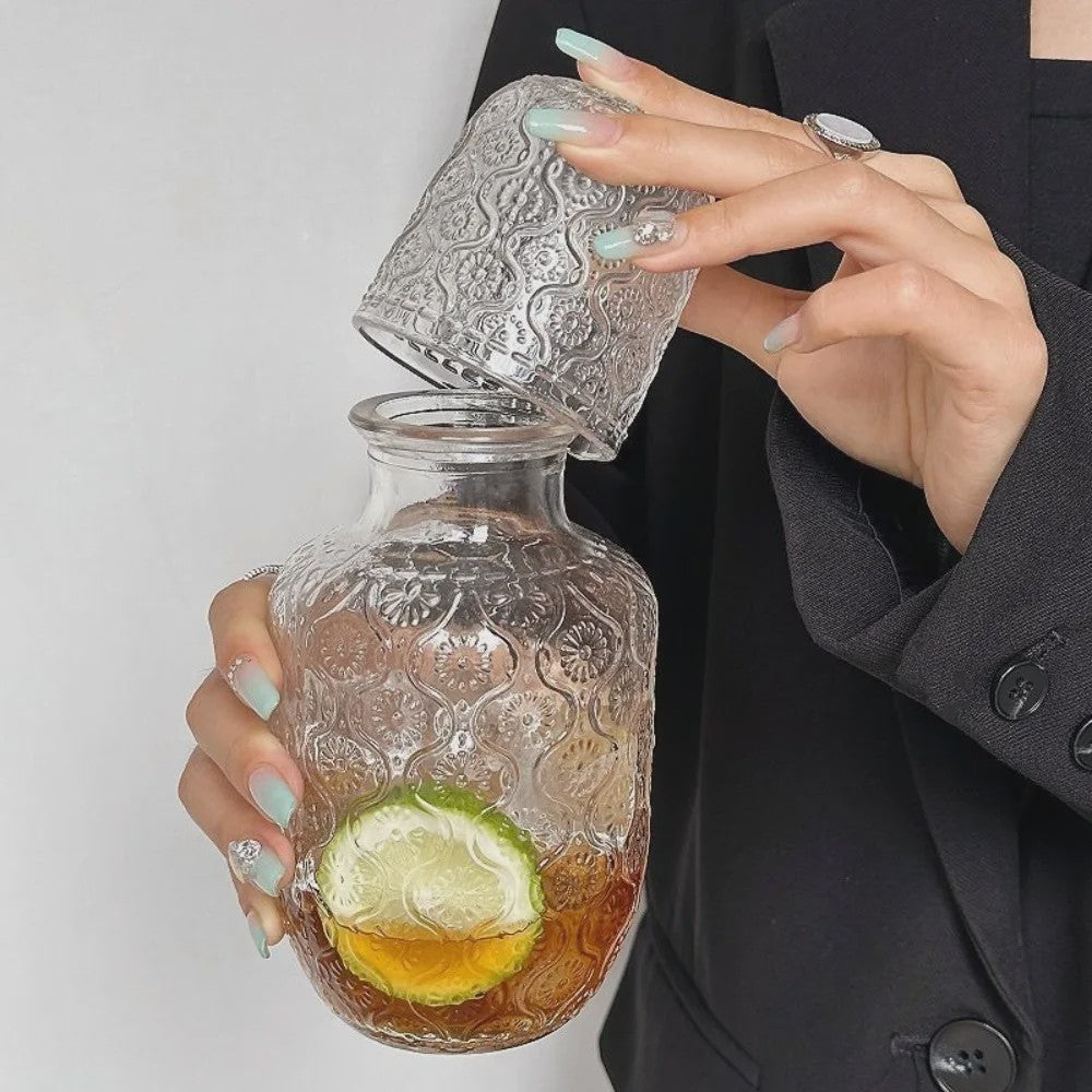Vintage Glazen Theepot & Nachtkan Set - Stijlvol voor Water, Sap & Koffie