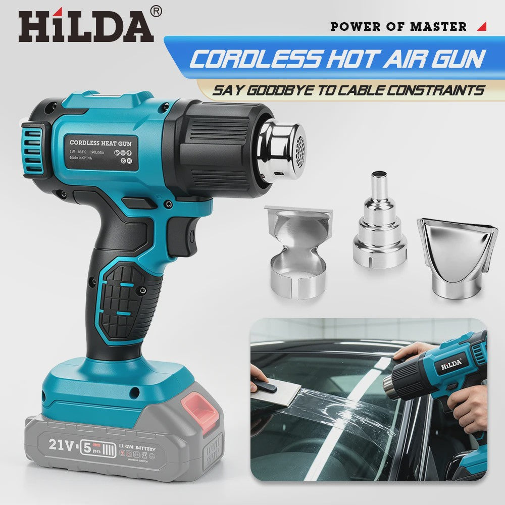 HILDA Accu Hittepistool - Draadloos, Krachtig & Veelzijdig voor Verf Verwijderen, PVC Lassen & DIY Klussen (Makita Accu Compatibel)