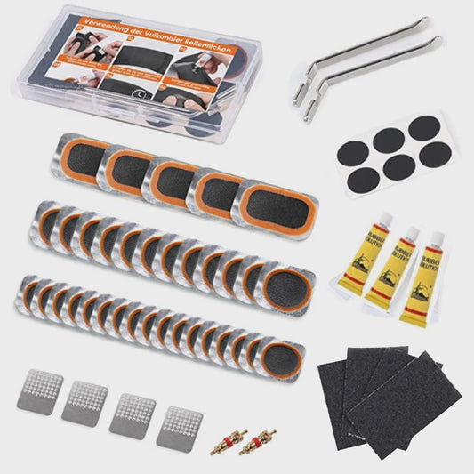 Fietsband Reparatiekit met Vulkaniseerlijm & Plakkers - Bandenplakset voor Mountainbike/Racefiets