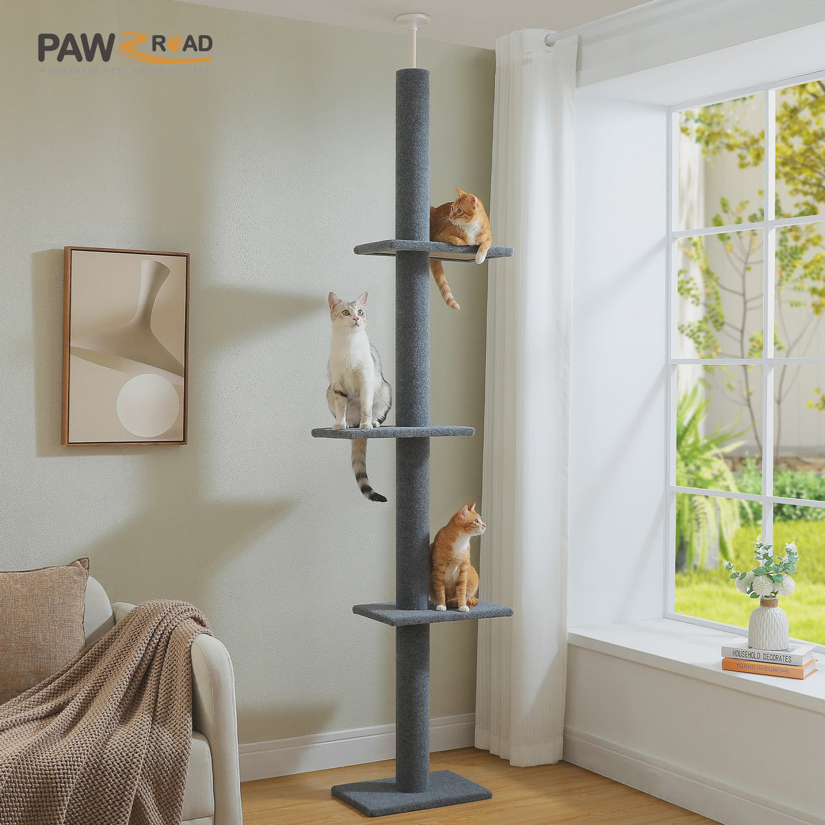 Verstelbare Plafond Kattenboom met Krabpalen - Klimtoren voor Binnen