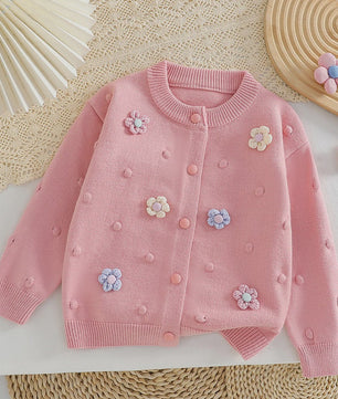 Zachte Gebreide Vestjes voor Meisjes (2-8 jaar) met Kleurrijke Bloemen - Perfect voor Herfst & Winter