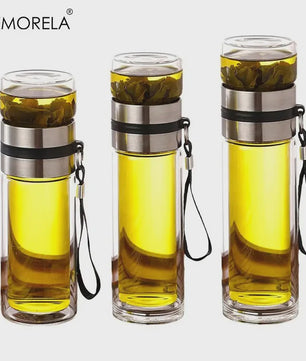 Dubbelwandige Glazen Theefles met Infuser - Lekvrij & Draagbaar