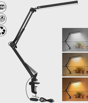 Verstelbare LED Bureaulamp met Klemvoet - 3 Kleurmodi & 10 Helderheidsniveaus