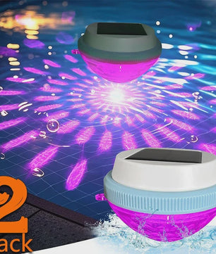 1-2Pack Solar Floating Pool Lighting, RGB Colour Changing Waterproof Pond Lights for Decoration of Swimming Pools, Yard Roads