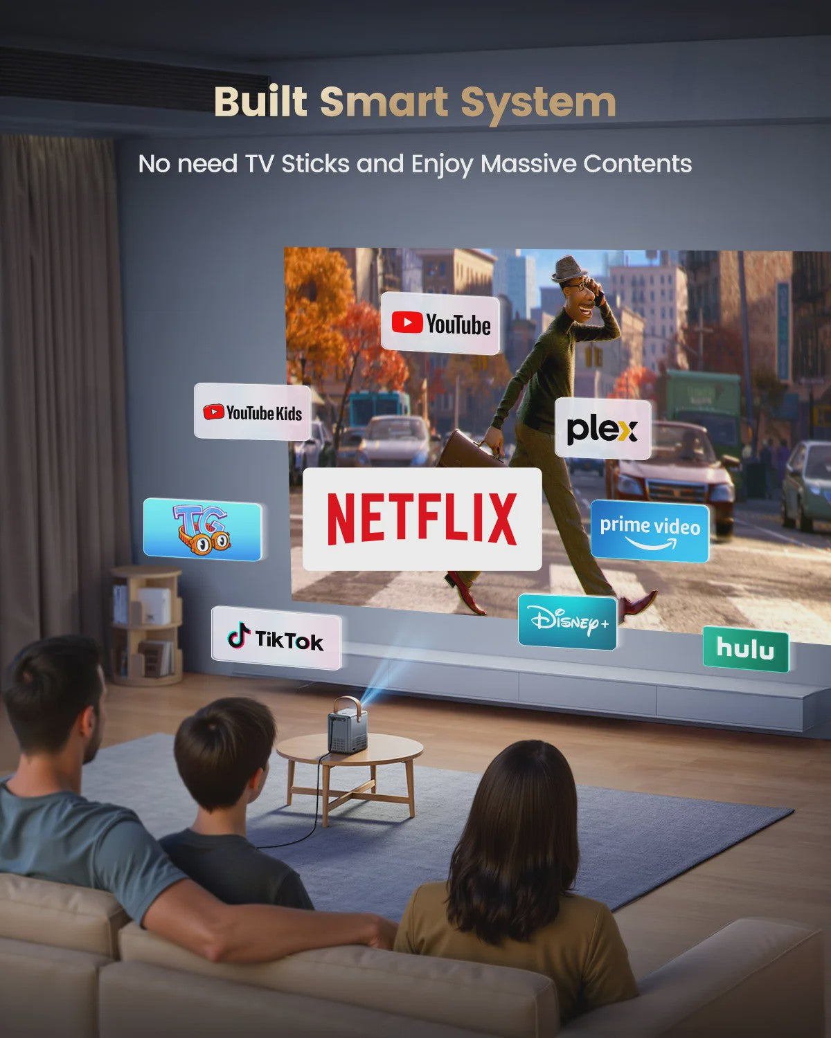 Wimius P61 Portable 4K Projector - Officiële Netflix, 1600 ANSI Lumen, Auto Focus, WiFi 6