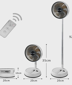Draagbare Opvouwbare Ventilator met 15000mAh Batterij, USB, Afstandsbediening & Stille Werking - Ideaal voor Binnen en Buiten