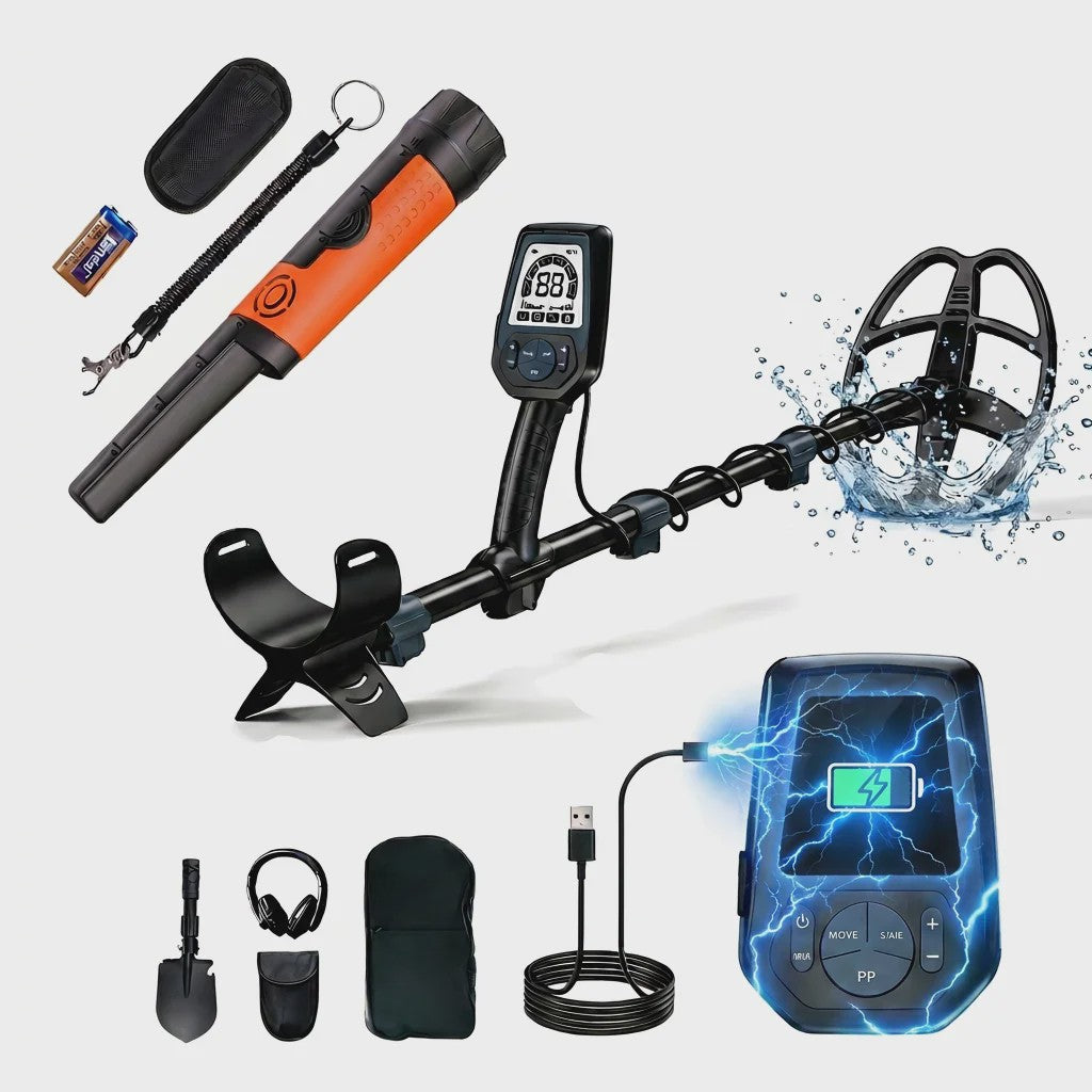 SUNPOW Professionele Metaaldetector met Pinpointer - Oplaadbaar, Waterdicht, 5 Modi