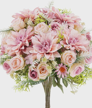 Kunstboeket Rozen, Dahlia's & Hydrangea's - Decoratie voor Huis, Bruiloft & Tuin
