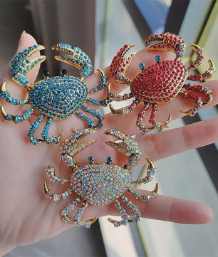 Chique Krab Broche met Kristallen - Unieke Dieren Pin voor Dames