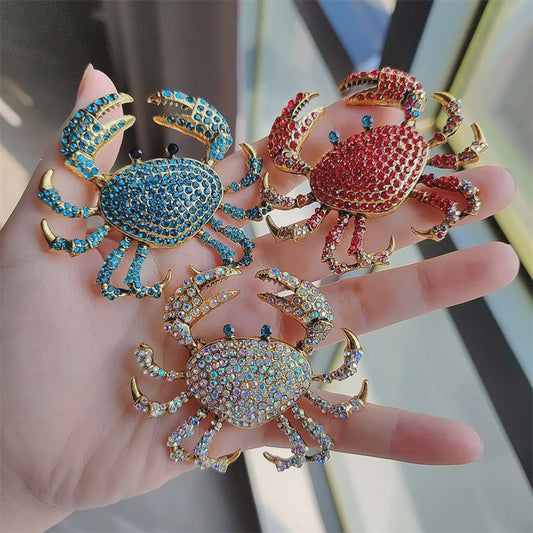 Chique Krab Broche met Kristallen - Unieke Dieren Pin voor Dames