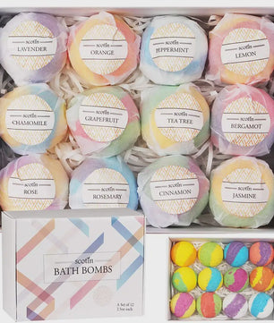 Luxe Set van 12 Handgemaakte Bath Bombs - Natuurlijk, Ontspannend & Cadeau-idee