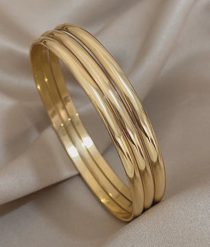 Set van 3 Gouden Bangle Armbanden - 18K Verguld Roestvrij Staal